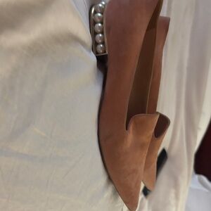 Nicholas Kirkwood Tan Suede Pearl-Embellished Loafers